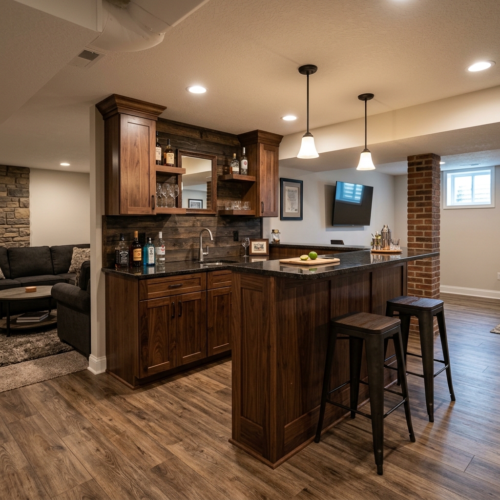 Custom built basement wet bar