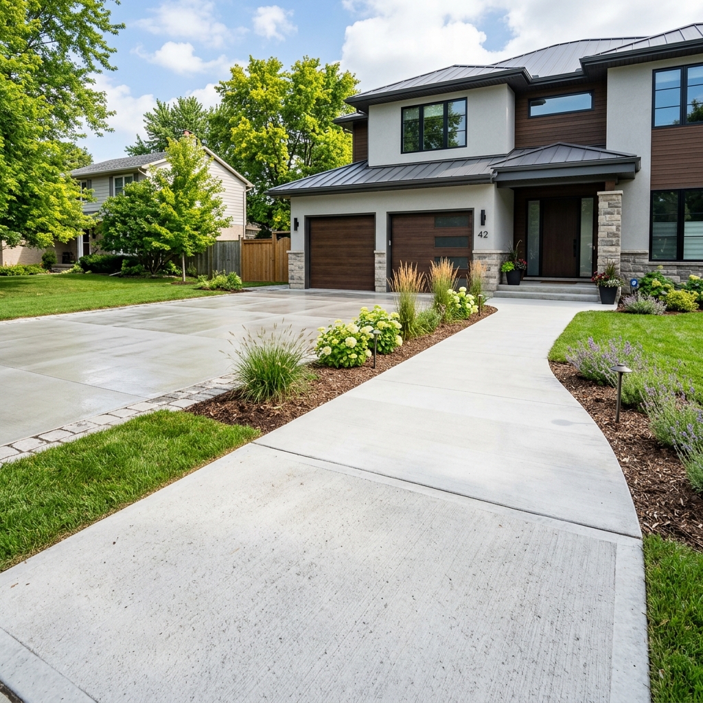 Paved concrete driveway contracting