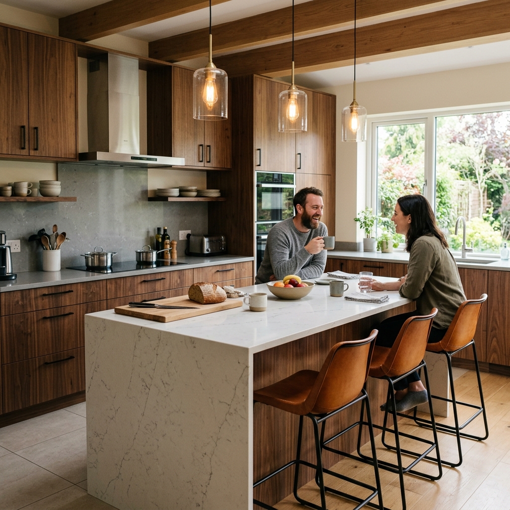 Warm walnut modern kitchen remodel