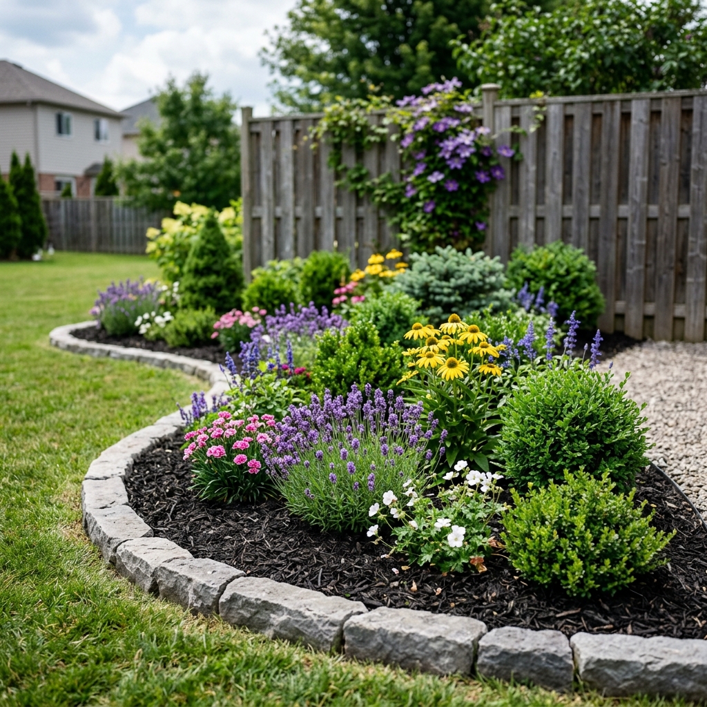 Mulched border pathway exterior detailing